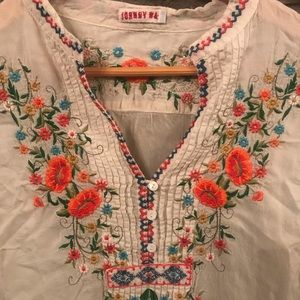 Embroidered silk tunic